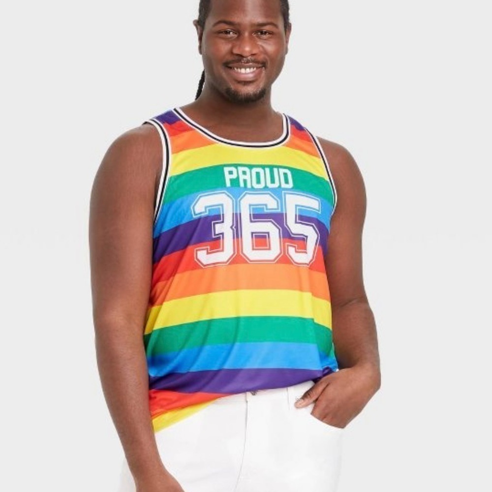 PRIDE Gender Inclusive Adult Proud 365 Rainbow Jersey Tank Top medium lgbtq